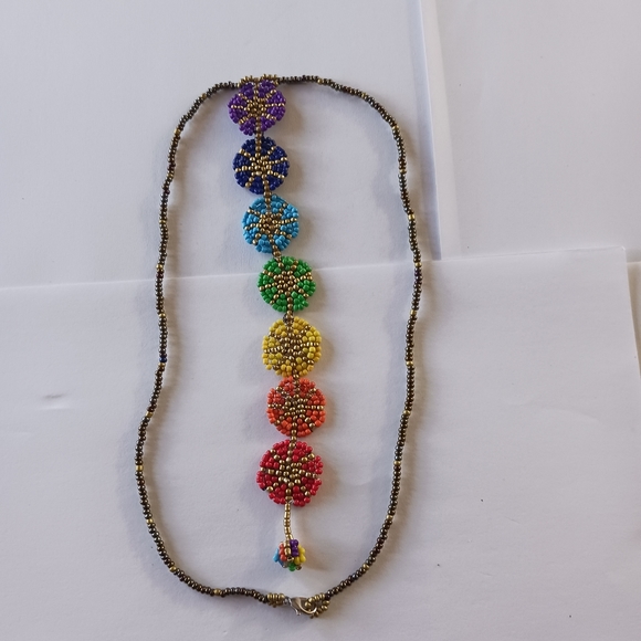 Handmade beaded seed Necklace 7 chakras - Picture 5 of 6